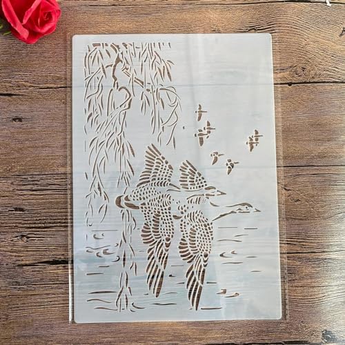 Schablonen zum Malen auf Holz, A4, 29 x 21 cm, Tierschwan, wiederverwendbare Schichtschablonen zum Malen, Basteln, Basteln auf Holzwand, Heimdekoration, Scrapbook, Malvorlage von KUNGZUNMOLDS