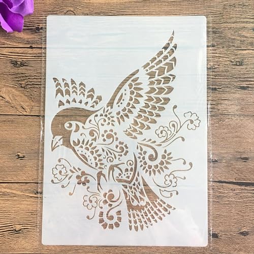 Schablonen zum Malen auf Holz, A4, 29 x 21 cm, Vogel wiederverwendbare Schichtschablonen zum Malen, Basteln, Basteln auf Holzwand, Heimdekoration, Scrapbook, Malvorlage von KUNGZUNMOLDS