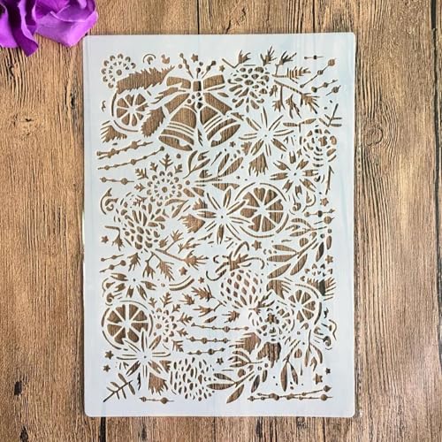Schablonen zum Malen auf Holz, A4, 29 x 21 cm, Weihnachtsglocke, wiederverwendbare Schichtschablonen zum Malen, Basteln, Basteln auf Holzwand, Heimdekoration, Scrapbook, Malvorlage von KUNGZUNMOLDS