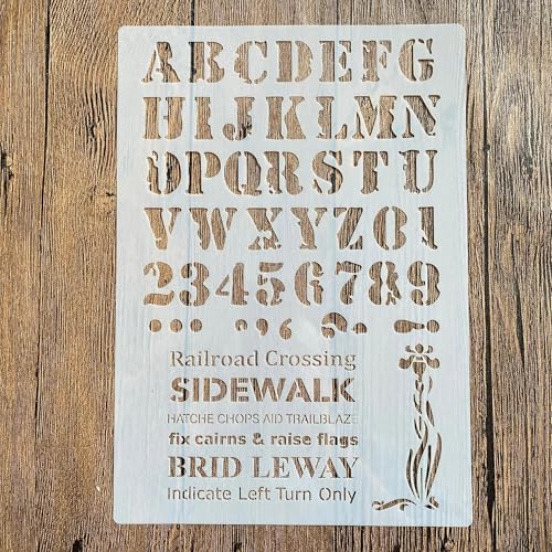Schablonen zum Malen auf Holz, A4, 29 x 21 cm, englische Buchstaben, wiederverwendbare Schichtschablonen zum Malen, Basteln, Basteln auf Holzwand, Heimdekoration, Scrapbook, Malvorlage von KUNGZUNMOLDS