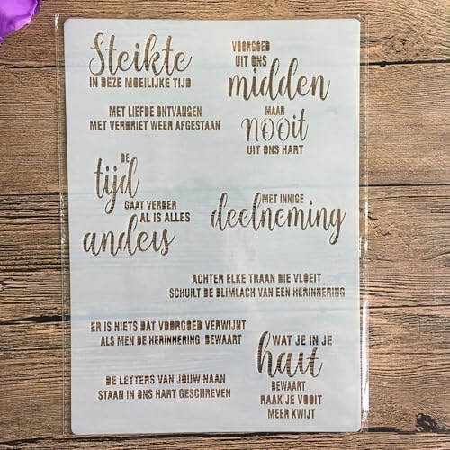 Schablonen zum Malen auf Holz, A4, 29 x 21 cm, englische inspirierende Segen, wiederverwendbare Schichtschablonen für Malerei, DIY, Handwerk auf Holzwand, Heimdekoration, Scrapbook, Malvorlage, Muster von KUNGZUNMOLDS