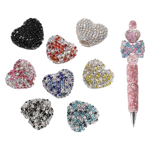 Focal Perlen für Stifte, 8 Stück, Strass, herzförmige Diamanten, klobige Glitzerperlen für Perlenstifte, Großpackung, Schmuck, Schlüsselanhänger Focal Perlen für Stifte, 8 Stück, Strass, herzförmige Diamanten, klobige Glitzerperlen für Perlenstifte, Großpackung, Schmuck, Schlüsselanhänger von KUNHEHO