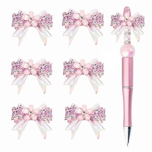 Kirschblüten-Perlen für Stifte, Bastelarbeiten, geeignet für Perlenstifte, Schmuckherstellung, glitzernde Perlen für Bastelbedarf, Rosa, 6 Stück von KUNHEHO