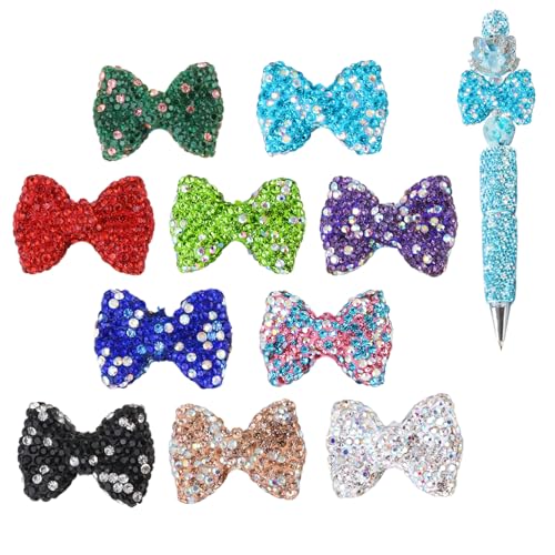 Schleifen-Perlen für Stifte, 10 Stück, Strass-Fokal-Perlen zum Basteln, passend für Perlenstifte, Schmuckherstellung, Armbänder, glitzernde Glitzerperlen für Heimwerkerbedarf Schleifen-Perlen für Stifte, 10 Stück, Strass-Fokal-Perlen zum Basteln, passend für Perlenstifte, Schmuckherstellung, Armbänder, glitzernde Glitzerperlen für Heimwerkerbedarf von KUNHEHO