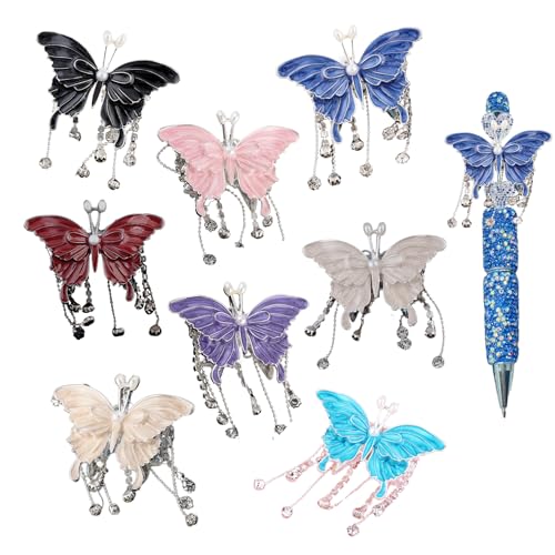 Schmetterlings-Perlen für Stifte, 64 mm, bunte Strassperlen für DIY-Armbänder, Halsketten, Ohrringe, Schlüsselanhänger von KUNHEHO