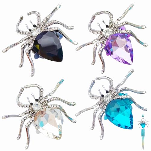 Spinnen-Edelstein-Bastelperlen für Stifte, Strass, Focal-Perlen zum Basteln, passend für Perlenstifte, Schmuckherstellung, Armbändern, glitzernde Perlen für Heimwerkerbedarf, 4 Stück von KUNHEHO