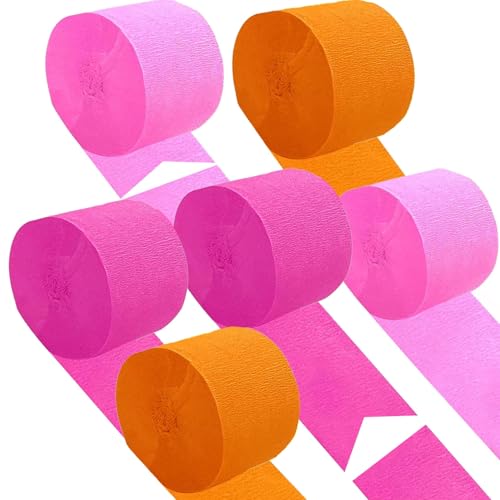 Krepppapier in Hot Pink, Orange und Rosa, 6 Stück, Luftschlangen für Party-Dekorationen, Geburtstag, Hochzeit, Basteln, Geschenkverpackungen von KUNYYI