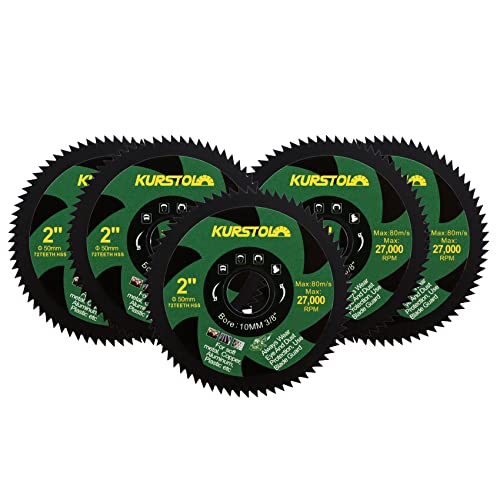 KURSTOL 50mm HSS Kreissägeblatt - 5 pcs 50mm 72T Trennscheibe für Winkelschleifer mit Bohrung 3/8"(10mm) Kupfer Aluminium Metall Nichteisenblech von KURSTOL