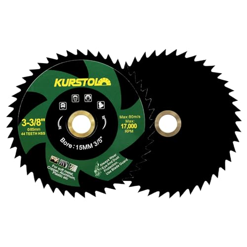KURSTOL HSS Trennscheibe für Metall - 2 Stück 85mm x 15mm 44T Trennscheibe Kupfer Aluminium Metall Nichteisenblech Holz von KURSTOL