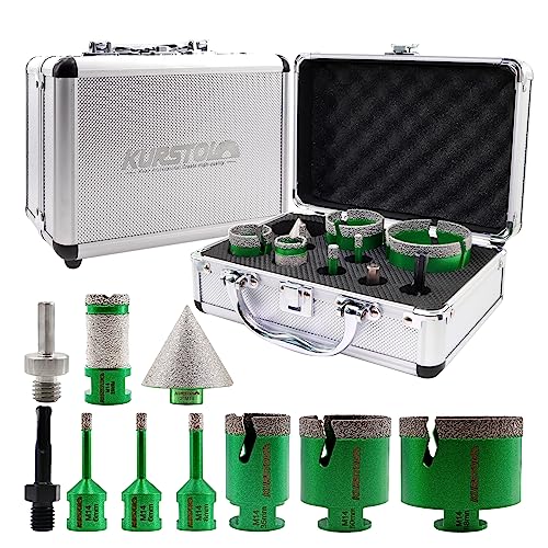 KURSTOL Diamant-Bohrkrone Kit - 6 Stk Diamantbohrer 6/6/8/35/50/68MM+25MM Diamant Fingerfräs Bit+50MM Fasenbits+Dreiecks&SDS Adapter auf M14 für Porzellan Fliese Granit Marmor Trockenbohren Lochsägen KURSTOL Diamant-Bohrkrone Kit - 6 Stk Diamantbohrer 6/6/8/35/50/68MM+25MM Diamant Fingerfräs Bit+50MM Fasenbits+Dreiecks&SDS Adapter auf M14 für Porzellan Fliese Granit Marmor Trockenbohren Lochsägen von KURSTOL