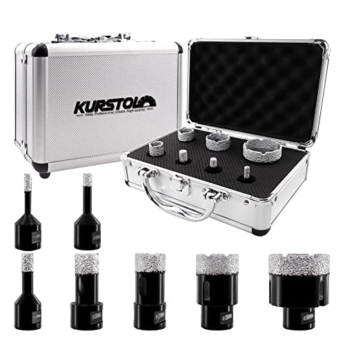 KURSTOL Diamant-Bohrkrone Kit - 7 Stück Diamantbohrer Durchmesser 6/8/10/20/25/35/50MM Diamant Lochsägen für Porzellan Fliese Granit Marmor Trockenbohren KURSTOL Diamant-Bohrkrone Kit - 7 Stück Diamantbohrer Durchmesser 6/8/10/20/25/35/50MM Diamant Lochsägen für Porzellan Fliese Granit Marmor Trockenbohren von KURSTOL