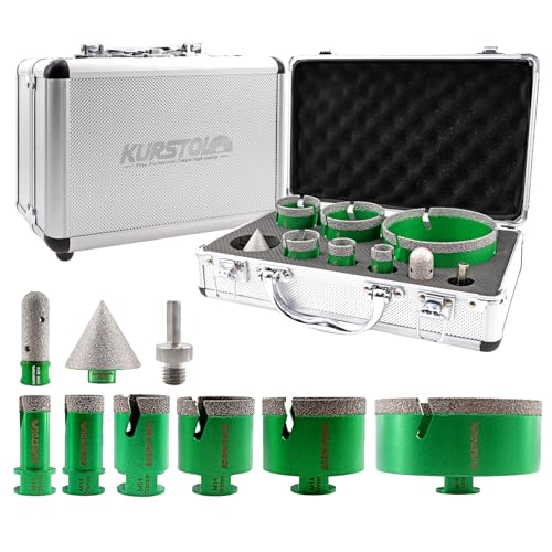 KURSTOL Diamant-Bohrkrone Kit - Diamantbohrer 20/25/35/50/68/110MM+20MM Diamant fingerfräser Bit+50MM Fasenfräser+Sechskant-Schaft Adapter für Porzellan Fliese Granit Marmor KURSTOL Diamant-Bohrkrone Kit - Diamantbohrer 20/25/35/50/68/110MM+20MM Diamant fingerfräser Bit+50MM Fasenfräser+Sechskant-Schaft Adapter für Porzellan Fliese Granit Marmor von KURSTOL