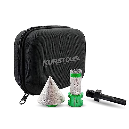 KURSTOL Diamant-Bohrkrone Kit - Diamantbohrer Dreikant Schaft 20mm+50mm Diamant Fingerfräser+SDS PLUS-Schaft auf M14-Gewinde für Porzellan Fliese Granit Marmor Diamant Lochsägen von KURSTOL