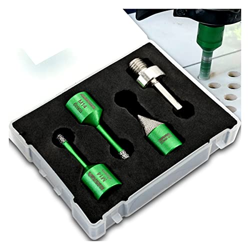 KURSTOL Diamant-Bohrkrone Kit - Bohrer Dreikant Schaft 6/6mm+20mm Fingerfräser+Adapter von Sechskantschaft auf M14 Gewinde Lochsägen für Porzellan Fliese Granit Marmor von KURSTOL