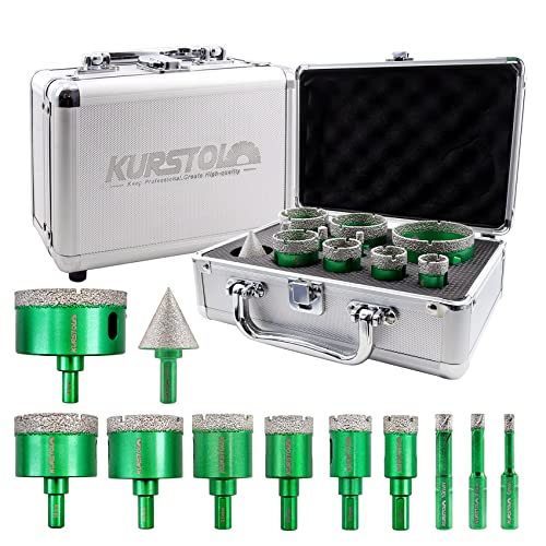 KURSTOL Diamant-Bohrkrone Kit - Diamantbohrer Dreikant Schaft 6/8/10/20/25/28/35/45/50/65mm+35mm Diamant Fingerfräser Sechskant-Schaft Diamant Lochsägen für Porzellan Fliese Granit Marmor KURSTOL Diamant-Bohrkrone Kit - Diamantbohrer Dreikant Schaft 6/8/10/20/25/28/35/45/50/65mm+35mm Diamant Fingerfräser Sechskant-Schaft Diamant Lochsägen für Porzellan Fliese Granit Marmor von KURSTOL