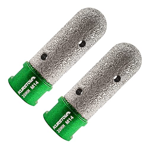 KURSTOL Diamant-Fingerfräs-Bit – 2 Stück Durchmesser 20mm x M14 Gewinde zur Vergrößerung der Formung von runden Abschrägungen vorhandenem Loch von Porzellan,Hartkeramik,Granit,Marmor rund von KURSTOL