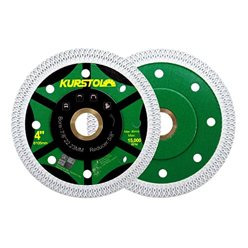 KURSTOL Diamant Fliesen Trennscheibe – 2 x 105 mm Superdünnes Diamant Trennscheibe für Porzellanfliesen, Keramik, Marmor, Granit, Bohrung 22,23–15,875 mm KURSTOL Diamant Fliesen Trennscheibe – 2 x 105 mm Superdünnes Diamant Trennscheibe für Porzellanfliesen, Keramik, Marmor, Granit, Bohrung 22,23–15,875 mm von KURSTOL