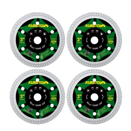 KURSTOL Diamant Fliesen Trennscheibe – 4 Stück 75mm x 10mm Sägeblatt für Porzellan, Keramik, Granit, Marmor, Kunststein KURSTOL Diamant Fliesen Trennscheibe – 4 Stück 75mm x 10mm Sägeblatt für Porzellan, Keramik, Granit, Marmor, Kunststein von KURSTOL