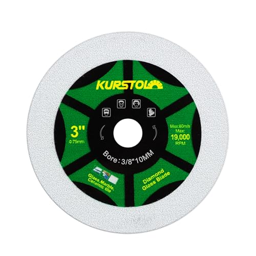 KURSTOL Diamant Glas Trennscheibe – 75mm Ultradünne Trennscheibe mit Bohrung 10 mm für Glas, Jade, Kristall, Weinflaschen, Keramikfliesen KURSTOL Diamant Glas Trennscheibe – 75mm Ultradünne Trennscheibe mit Bohrung 10 mm für Glas, Jade, Kristall, Weinflaschen, Keramikfliesen von KURSTOL