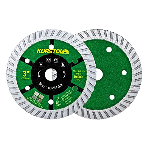 KURSTOL Diamant Trennscheibe für Beton - 75mm × 2 Scheiben für Granit Marmor Beton Mauerwerk, mit 10mm Bohrungs durchmesser von KURSTOL