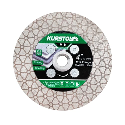 KURSTOL Diamant-Trennscheibe 105mm x M14 - Diamant Fliesentrennscheibe zum Schneiden und Schleifen von Keramikfliesen, Porzellan, Granit, Marmor KURSTOL Diamant-Trennscheibe 105mm x M14 - Diamant Fliesentrennscheibe zum Schneiden und Schleifen von Keramikfliesen, Porzellan, Granit, Marmor von KURSTOL