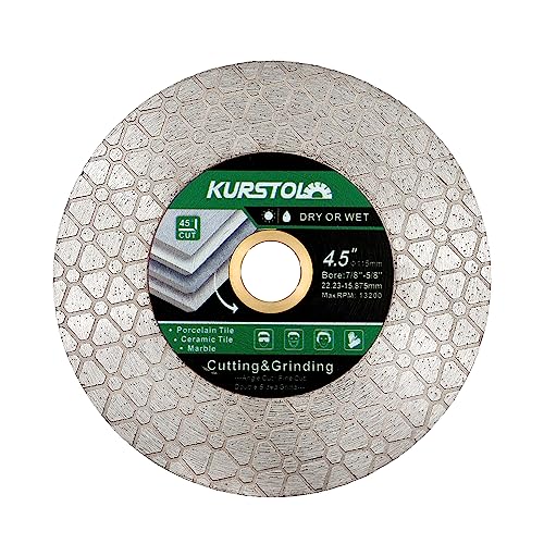 KURSTOL Diamant-Trennscheibe 115mm x 22,23mm - Diamant Fliesentrennscheibe zum Schneiden und Schleifen von Keramikfliesen, Porzellan, Granit, Marmor KURSTOL Diamant-Trennscheibe 115mm x 22,23mm - Diamant Fliesentrennscheibe zum Schneiden und Schleifen von Keramikfliesen, Porzellan, Granit, Marmor von KURSTOL