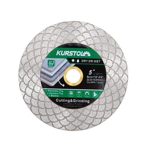 KURSTOL Diamant-Trennscheibe - 125mm Dual-Purpose Diamanttrennscheibe,Angel Grinder Blade Arbor 22-16mm for Cutting and Grinding Ceramic Tiles,Porcelain,Granite,Marble von KURSTOL