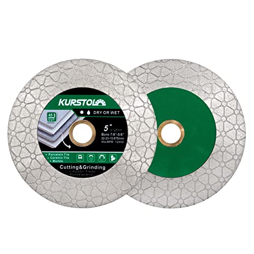 KURSTOL Diamant-Trennscheibe 125mm x 22,23 - Diamant Fliesentrennscheibe zum Schneiden und Schleifen von Keramikfliesen, Porzellan, Granit, Marmor(2 Stück) von KURSTOL