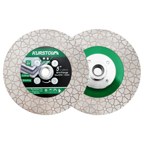 KURSTOL Diamant-Trennscheibe 125mm x M14 - Diamant Fliesentrennscheibe zum Schneiden und Schleifen von Keramikfliesen, Porzellan, Granit, Marmor(2 Stück) von KURSTOL