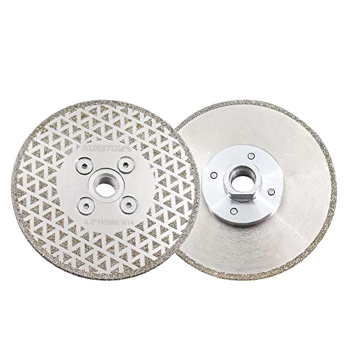 KURSTOL Diamant Trennscheibe - 2 Stück 115mm Diamanttrennscheibe,Engelsschleifer Dorn 22mm-16mm zum Schneiden und Schleifen von Keramikfliesen, Porzellan, Granit, Marmor von KURSTOL