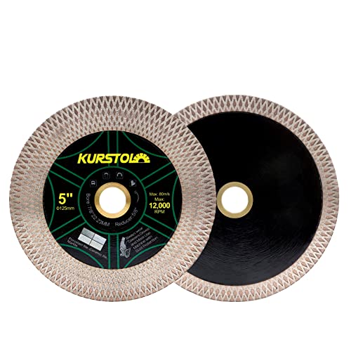 KURSTOL Diamant-Trennscheibe - 2 Stück 5"/125mm Dual-Purpose Diamanttrennscheibe,Angel Grinder Blade Arbor 7/8"-5/8" for Cutting and Grinding Ceramic Tiles,Porcelain,Granite,Marble von KURSTOL