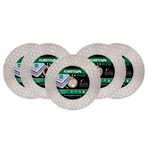 KURSTOL Diamant-Trennscheibe - 5 Stück 125mm Dual-Purpose Diamanttrennscheibe,Angel Grinder Blade Arbor 7/8"-5/8" for Cutting and Grinding Ceramic Tiles,Porcelain,Granite,Marble KURSTOL Diamant-Trennscheibe - 5 Stück 125mm Dual-Purpose Diamanttrennscheibe,Angel Grinder Blade Arbor 7/8"-5/8" for Cutting and Grinding Ceramic Tiles,Porcelain,Granite,Marble von KURSTOL