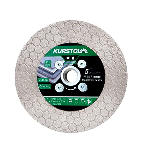 KURSTOL Diamant Trennscheibe - Diamant Fliesentrennscheibe 125 mm x M14 zum Schneiden und Schleifen von Keramikfliesen, Porzellan, Granit, Marmor von KURSTOL