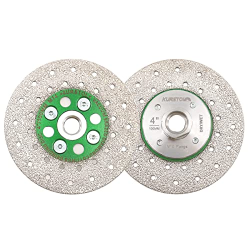 KURSTOL Diamant Trennscheibe - Premium Diamant zum Schleifen, 2-teilig 100 mm x M14 Dorn, Granit-Schleifscheibe zum Abschrägen Formen von Porzellan, Steingut, Fliesen, Keramik, Granit, Beton von KURSTOL