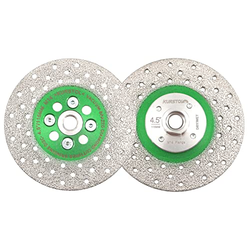 KURSTOL Diamant Trennscheibe - Premium Diamant zum Schleifen, 2-teilig 115 mm x M14 Dorn, Granit-Schleifscheibe zum Abschrägen Formen von Porzellan, Steingut, Fliesen, Keramik, Granit, Beton KURSTOL Diamant Trennscheibe - Premium Diamant zum Schleifen, 2-teilig 115 mm x M14 Dorn, Granit-Schleifscheibe zum Abschrägen Formen von Porzellan, Steingut, Fliesen, Keramik, Granit, Beton von KURSTOL