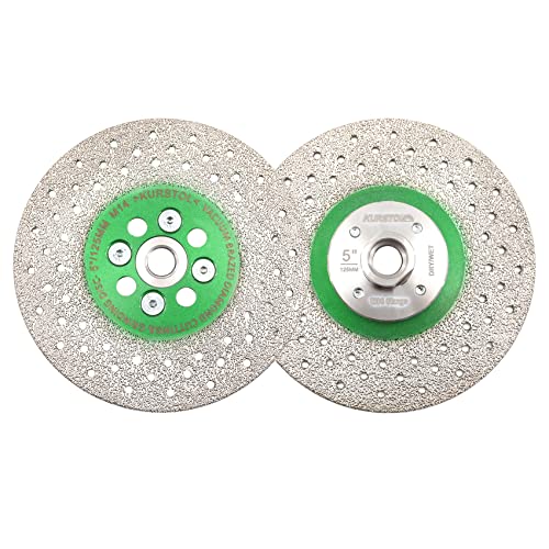 KURSTOL Diamant Trennscheibe - Premium Diamant zum Schleifen, 2-teilig 125 mm x M14 Dorn, Granit-Schleifscheibe zum Abschrägen Formen von Porzellan, Steingut, Fliesen, Keramik, Granit, Beton KURSTOL Diamant Trennscheibe - Premium Diamant zum Schleifen, 2-teilig 125 mm x M14 Dorn, Granit-Schleifscheibe zum Abschrägen Formen von Porzellan, Steingut, Fliesen, Keramik, Granit, Beton von KURSTOL