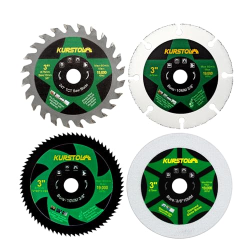 KURSTOL Diamant Trennscheibe Set - 4 Stück 75mm x 10mm Sägeblatt für Metall Holz Kunststoff Glas KURSTOL Diamant Trennscheibe Set - 4 Stück 75mm x 10mm Sägeblatt für Metall Holz Kunststoff Glas von KURSTOL