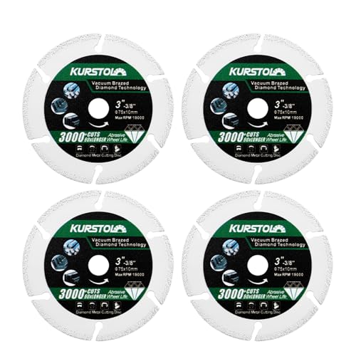 KURSTOL Diamant Trennscheibe für Metall - 4 Stück 75mm Sägeblatt für Stahlrohr Winkel Eisen Blech Edelstahl, Bohrung 10mm KURSTOL Diamant Trennscheibe für Metall - 4 Stück 75mm Sägeblatt für Stahlrohr Winkel Eisen Blech Edelstahl, Bohrung 10mm von KURSTOL