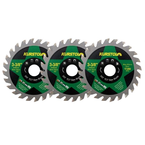 KURSTOL Hartmetall Trennscheibe für Holz - 85mm × 3 TCT Scheiben für Holz Kunststoff Sperrholz Spanplatten Mehrschichtplatten mit 15mm Bohrung, 15/10mm Unterlegscheibe von KURSTOL