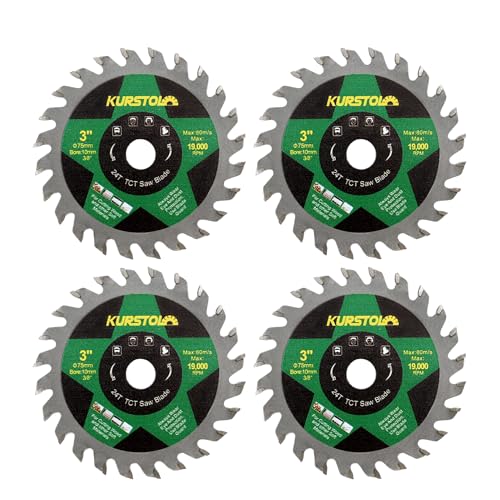 KURSTOL TCT Holz Trennscheibe - 4 Stück 75mm x 10mm Hartmetall Sägeblatt für Holz Kunststoff von KURSTOL