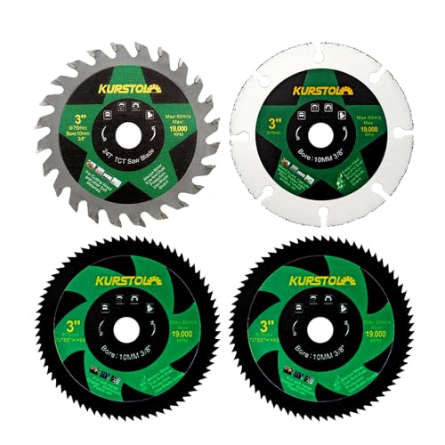 KURSTOL Trennscheibe Set - 4 Stück 75mm x 10mm Sägeblatt für Holz Metall Kunststoff KURSTOL Trennscheibe Set - 4 Stück 75mm x 10mm Sägeblatt für Holz Metall Kunststoff von KURSTOL