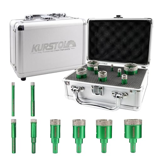 KURSTOL Trockener Diamant Bohrer Einstellen - 6/8/10/12/20/25/32/35mm Diamantbohrer Fliesenbohrer set für Porzellanfliese Keramik Marmor Granit Stein, Diamant Kern Bohrer Kit Runde Schaft KURSTOL Trockener Diamant Bohrer Einstellen - 6/8/10/12/20/25/32/35mm Diamantbohrer Fliesenbohrer set für Porzellanfliese Keramik Marmor Granit Stein, Diamant Kern Bohrer Kit Runde Schaft von KURSTOL