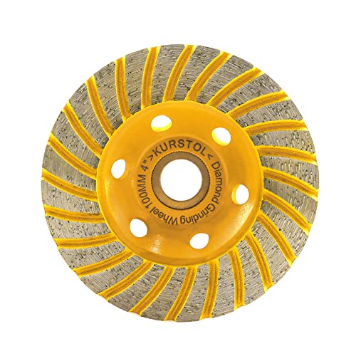 KURSTOL diamantschleifscheibe – schleiftopf 4"/100mm Turbo-Reihen-Winkelschleifer-Topfrad zum Schneiden, Schleifen, Glätten, Formen von Beton, Marmor, Granit, Mauerwerk, Ziegel 7/8"-5/8" Dorn KURSTOL diamantschleifscheibe – schleiftopf 4"/100mm Turbo-Reihen-Winkelschleifer-Topfrad zum Schneiden, Schleifen, Glätten, Formen von Beton, Marmor, Granit, Mauerwerk, Ziegel 7/8"-5/8" Dorn von KURSTOL