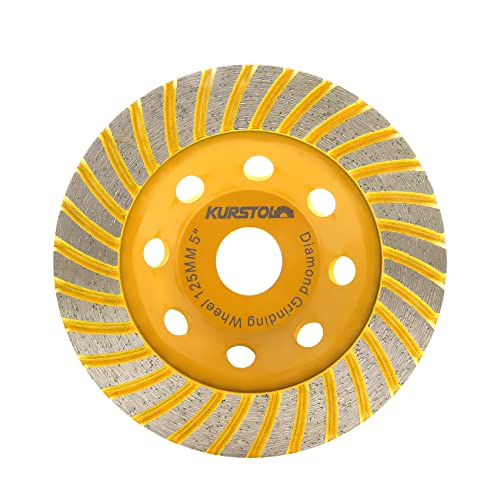 KURSTOL diamantschleifscheibe – schleiftopf 5"/125mm Turbo-Reihen-Winkelschleifer-Topfrad zum Schneiden, Schleifen, Glätten, Formen von Beton, Marmor, Granit, Mauerwerk, Ziegel 7/8"-5/8" Dorn KURSTOL diamantschleifscheibe – schleiftopf 5"/125mm Turbo-Reihen-Winkelschleifer-Topfrad zum Schneiden, Schleifen, Glätten, Formen von Beton, Marmor, Granit, Mauerwerk, Ziegel 7/8"-5/8" Dorn von KURSTOL