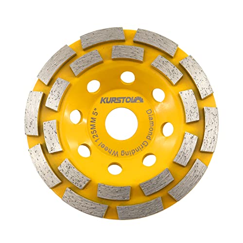 KURSTOL diamantschleifscheibe – schleiftopf 5"/125mm zweireihige Winkelschleifer-Schleifscheibe zum Schneiden, Schleifen, Glätten, Formen von Beton, Marmor, Granit, Mauerwerk, Ziegel 7/8"-5/8" Dorn KURSTOL diamantschleifscheibe – schleiftopf 5"/125mm zweireihige Winkelschleifer-Schleifscheibe zum Schneiden, Schleifen, Glätten, Formen von Beton, Marmor, Granit, Mauerwerk, Ziegel 7/8"-5/8" Dorn von KURSTOL