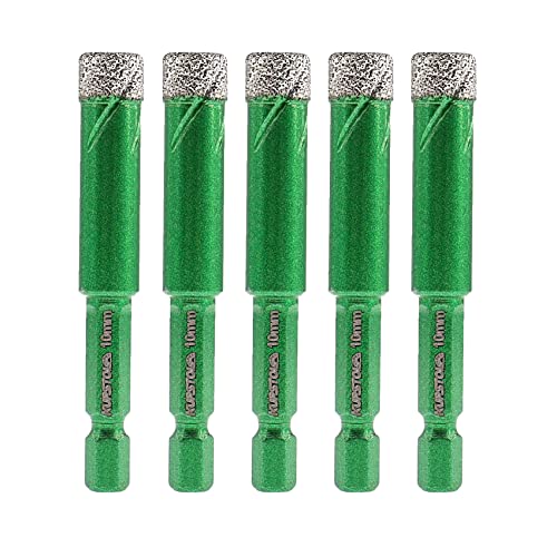 Porzellanfliesen Diamantbohrer Bits set – Fliesenbohrer set für Keramik, Marmor, Granitstein, Trockene Diamantbohrer Set, Schnellwechselschaft, fest auf Bohrern, Nr. K3(5pcs 10mm) von KURSTOL