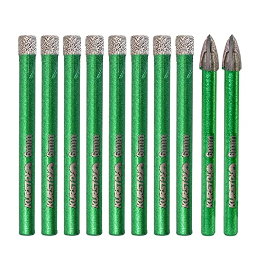 KURSTOL 10-teiliges Diamant-Lochsägen-Bit-Set, 6,35 mm (1/4 Zoll), Trockenbohrer-Set + 2 Positionierungsbohrer für Granit, Fliesen, Keramik, Marmor, Stein, Glas, Porzellan, Mauerwerk KURSTOL 10-teiliges Diamant-Lochsägen-Bit-Set, 6,35 mm (1/4 Zoll), Trockenbohrer-Set + 2 Positionierungsbohrer für Granit, Fliesen, Keramik, Marmor, Stein, Glas, Porzellan, Mauerwerk von KURSTOL