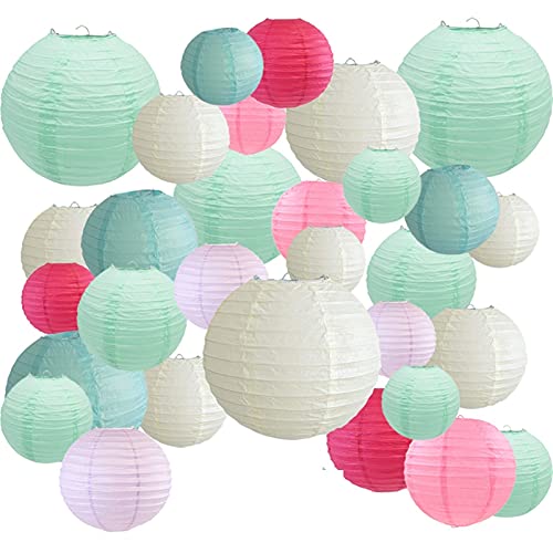 KURTIK Lampions,Lampenschirm Papier 30 stücke Papier Laterne Minze beige gemischt Farbe und größe Papier Ball lampion Hochzeit für Party hängende dekor Favor KURTIK Lampions,Lampenschirm Papier 30 stücke Papier Laterne Minze beige gemischt Farbe und größe Papier Ball lampion Hochzeit für Party hängende dekor Favor von KURTIK
