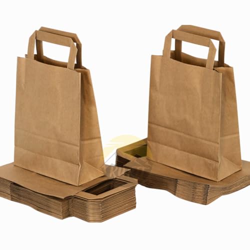 KURTT - Papiertragetasche/Papiertüten 22 + 10 x 28 cm braun, 250 Stück - Umweltfreundlich - To go Beutel - Mahlzeit Taschen - Papiertüten - Geschenktüten von KURTT