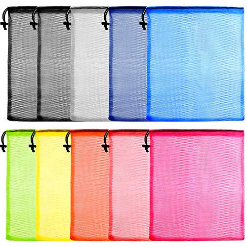 KUUQA 10 Stück Netzbeutel mit Kordelzug, Wäschesack, Netzstoff, Golftasche, Nylon-Netztasche für Aufbewahrung, Reisen und Sport von KUUQA